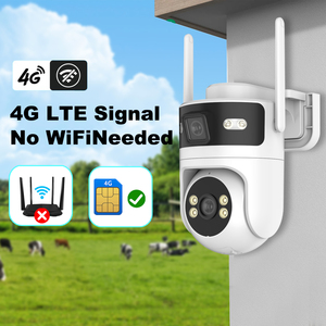 Telecamera di Sicurezza <span class=keywords><strong>Wireless</strong></span> 1080P con Scheda SIM 4G, Doppia Lente, Visione a Colori, PTZ 2MP WiFi, Rotazione 360 Gradi, Telecamera <span class=keywords><strong>IP</strong></span> CCTV - Product Image 1