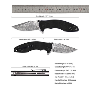 <span class=keywords><strong>Coltello</strong></span> Pieghevole EMHTiii in Acciaio ad Alto Tenore di Carbonio 8Cr14, <span class=keywords><strong>Coltello</strong></span> <span class=keywords><strong>da</strong></span> Caccia Tascabile con Finitura Damascata Laser - Product Image 5
