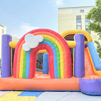 GOLDEN ART BC-529 Château gonflable extérieur personnalisé en forme d'arc-en-ciel, trampoline gonflable, maison de saut à obstacles en PVC