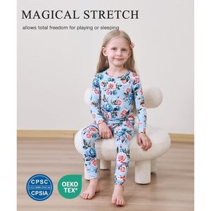 EASWEET Pyjama 2 pièces pour petites filles, haut à manches longues et pantalon en viscose de bambou, coupe ajustée, imprimé floral doux, 2-6 ans - Product Image 6