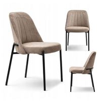 Chaises de salle à manger en tissu velours gris nordique rembourrées avec pieds en métal noir, meubles de salle à manger de style moderne et luxueux pour restaurant.