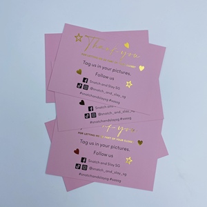 Piccolo ordine biglietto da visita stampa personalizzata inserti di carta grazie carte per sostenere <span class=keywords><strong>la</strong></span> <span class=keywords><strong>mia</strong></span> attività con foglio d'oro timbratura - Product Image 3