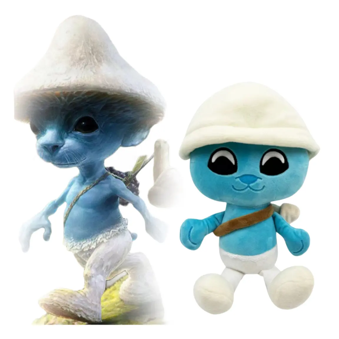 Individuelle Weihnachtsgeschenke für Kinder Plüsch kreativer Cartoon-Spielcharakter weiche Puppen Mushrom blaue Smurfliege Katze Plüsch-Spielzeug