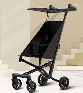 Portable Lightweight Baby Stroller 1 Hand Foldable Rotatable Baby Carriage Big Sunshade