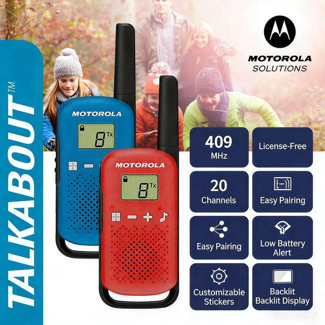 For T42 Analog Two-Way Walkie Talkie Intercom with 0.5W Output Power 0-2km Range 409-410MHz Frequency 20 Channels