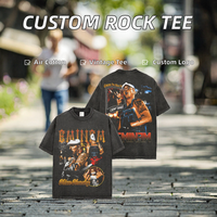 Camisetas Gráficas de Hip Hop con Logotipo Personalizado DTG, 100% Algodón Tejido, Estilo Desgastado, Banda de Rock, Alta Calidad, Lavado Ácido, 260 g/m², Talla Grande
