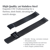 Correa de reloj de acero inoxidable 316 de 14mm, correa de reloj transpirable cómoda y elegante para relojes inteligentes tradicionales Huawei Xiaomi