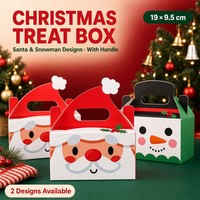 Boîte à friandises de Noël, design Père Noël et bonhomme de neige, en carton avec poignée, 19x9,5 cm, emballage cadeau pour bonbons et biscuits, OEM personnalisé