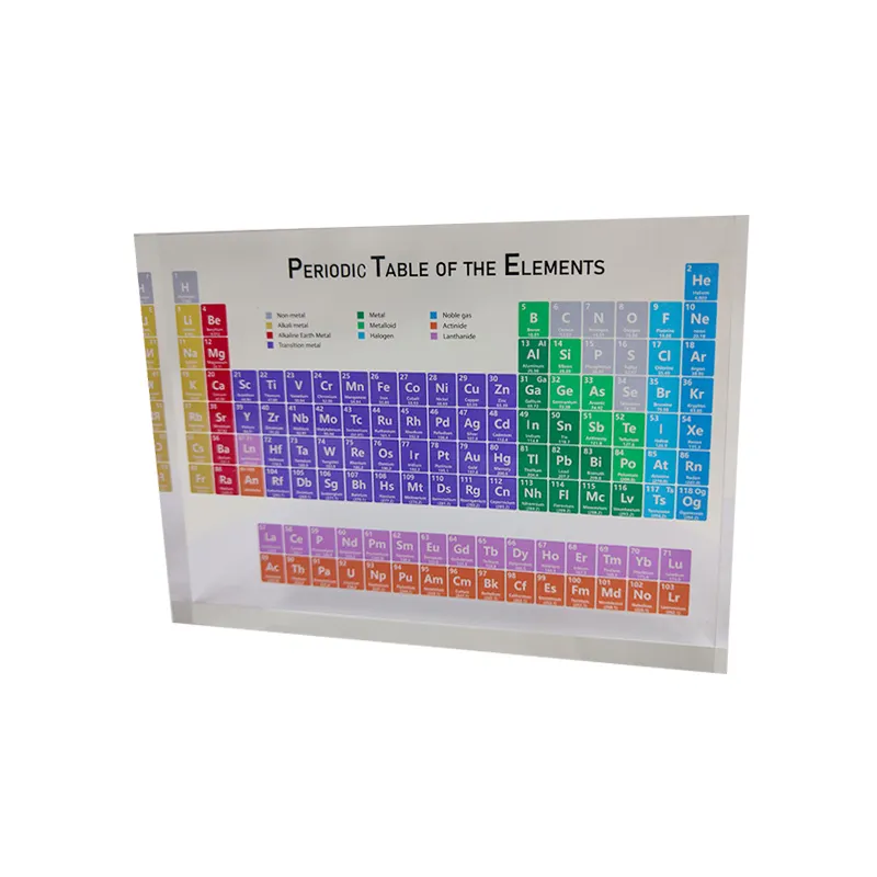 ตารางธาตุอะคริลิก3D สีสันสดใสพร้อมการพิมพ์ยูวีองค์ประกอบจริงภายในการแสดงของขวัญของคุณครู