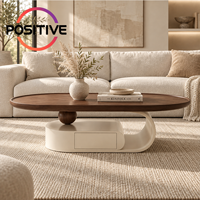Table basse ovale avec tiroir de rangement, style moderne du milieu du siècle, design Wabi Sabi, mobilier de salon de luxe, fabrication directe en usine OEM