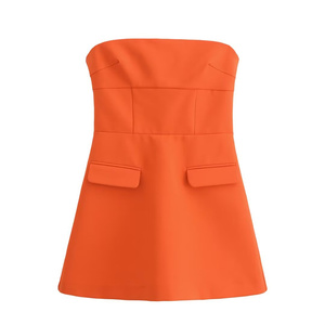 SHENZHU Collezione Primavera 2025 Donna Nuovo Abito Corto Senza Spalline a Tubino Tinta Unita 3067311 Stile Dolce in Tessuto Pettinato Tinto in Tinta Unita - Product Image 1