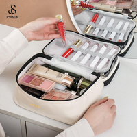 JOYSUN Trousse de toilette en PU à double compartiment grande capacité, sac de voyage transparent personnalisé pour cosmétiques, trousse de maquillage pour femmes