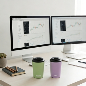 Vaso Térmico de Acero Inoxidable para Café, Doble Pared, Aislado, 12oz, Antiderrames, Esencial para Viajes al Oficina - Product Image 1