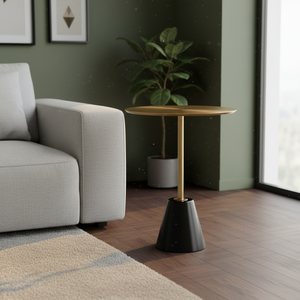 Table basse en marbre moderne française pour salon et bureau à domicile, finition dorée, meubles de salle à manger - Product Image 4