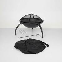 Brasero rond portable en acier pour charbon de bois, avec pioche à brasero, pour extérieur, patio, jardin et camping