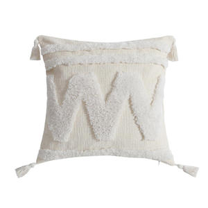 Housse de <span class=keywords><strong>coussin</strong></span> carrée de luxe moderne en coton brodé crème ivoire Innermor 2025 pour lit, bureau, maison, hôtel avec fermeture éclair - Product Image 2