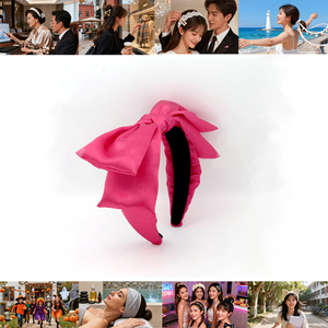 Bandeau de cheveux pour femme, accessoire de mode, nœud rose bonbon, design tendance, fait main, vente en gros - Product Image 4