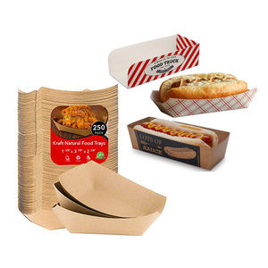 Cetak kustom logo dapat didaur ulang Kraft untuk pergi kemasan makanan Burger anjing panas jagung anjing bubur makanan kertas mangkuk baki perahu - Product Image 1