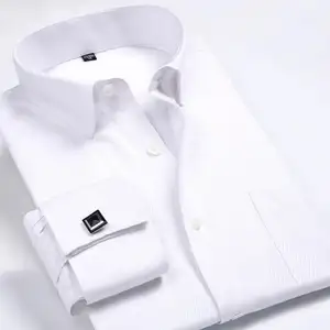 2021新设计先生们时尚法式袖口衬衫纯色衬衫男长袖正装衬衫