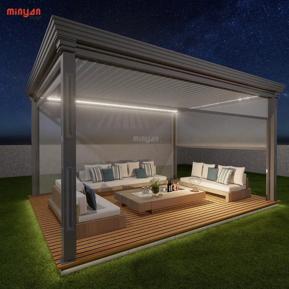 ชุดและผ้าม่านกลางแจ้งกันลมกรอบหน้าต่างบานเกล็ดกันน้ำ Pergola