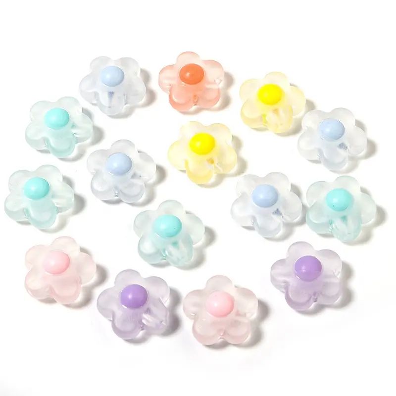 Contas de doce de flor, 50 peças diy bonito acrílico transparente fosco flor para colar brincos pulseira fabricação de jóias