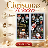 Autocollants de Noël pour fenêtres, 500 pièces, autocollants réutilisables en PVC, Père Noël, bonhomme de neige, pour la décoration de vitres, décorations de Noël