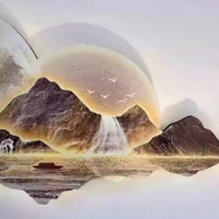 Peinture UV de luxe pour chambre à coucher, lampe LED moderne de luxe avec paysage, décoration artistique en fer, horloge en porcelaine et cristal