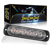 BESTOEMLED Barre lumineuse de signalisation d'urgence 6 LED ambre et blanc 12V IP67 étanche à montage en surface, clignotante, 112x28mm pour camion