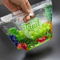 Kantong Penyimpanan Sayuran Buah Mie Ramah Lingkungan, Dapat Didaur Ulang, Cetak Sesuai Pesanan, Berlubang, dengan Ziplock untuk Produk Segar
