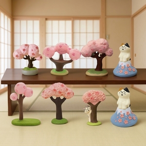 2026 Maison de poupée de style japonais, faite et peinte à la main, avec scène de micro-paysage de chat, de cerisier en fleurs et de fille, thème Noël - Product Image 5