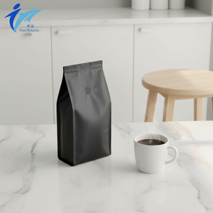 Sachet à soufflet latéral à quatre soudures avec impression mate, protection barrière hermétique PET/AL/PE et valve unidirectionnelle <span class=keywords><strong>pour</strong></span> grains de café - Product Image 1