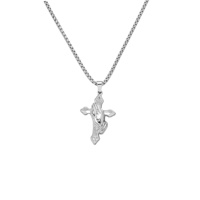 Collier en gros en acier inoxydable avec pendentif croix, plaqué or 18 carats, cadeau religieux Jésus