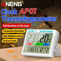 Higrómetro Termómetro ANENG AP01, Reloj Electrónico Recargable, Pantalla de Alta Definición, Termómetro Digital de Aire, Medidor de Humedad