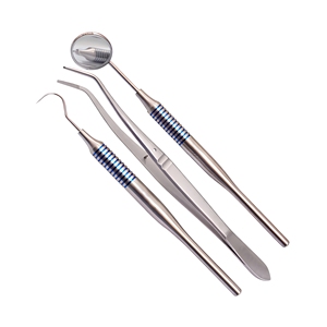 Juego de instrumentos quirúrgicos de acero inoxidable de alta calidad con mango hueco para examen dental: espejo, explorador y pinzas. Proveedor mayorista. - Product Image 1