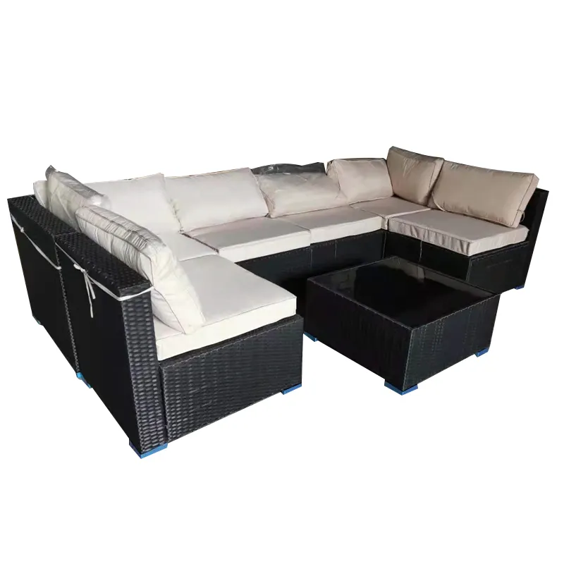 Conjunto de muebles modernos de mimbre para exteriores, conjunto de sofás de jardín de diseño Simple a la moda