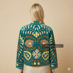 Manteau ethnique bohème pour femme, brodé à la main, motif floral, écologique, respirant, séchage rapide, luxe, hiver - Product Image 2