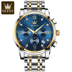 OLEVS Band Power Reserve Chronograph Relojes Watch Quartz Stainless Steel Luxury Wristwatch Fashion Business Men 2020 Alloy 1pcs