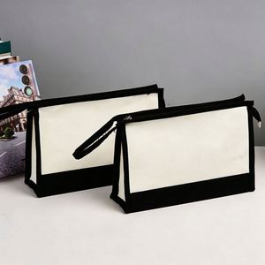 Sac de voyage en toile réutilisable avec fermeture éclair, sac cosmétique, pochette de rangement pour maquillage, sac à main, imprimé avec un logo écologique, cadeau promotionnel - Product Image 1
