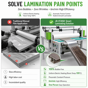 JUNDE Economical Semi Automatic Universal Heating Laminator for Wood Panel Glass Acrylic Sheet Surface Film Coating - Product Image 3