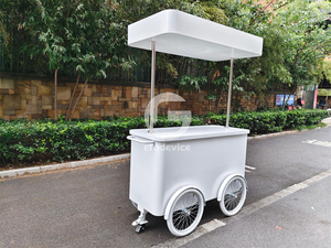 รถเข็นขายกาแฟแบบเข็นมือ Etodevice รถเข็นขายไอศกรีมขนาดเล็ก ตู้แช่แข็งแสดงสินค้าเจลาโต้สำหรับขาย - Product Image 3