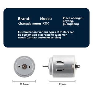 R260 Permanente Magneet Borstel <span class=keywords><strong>Dc</strong></span> <span class=keywords><strong>Motor</strong></span> Voor Elektrische Fiets Hoge Snelheid 9500 Rpm 23.8Mm Frame Laag Ip33 Druppelbestendig 3.7V 60G. Cm - Product Image 3
