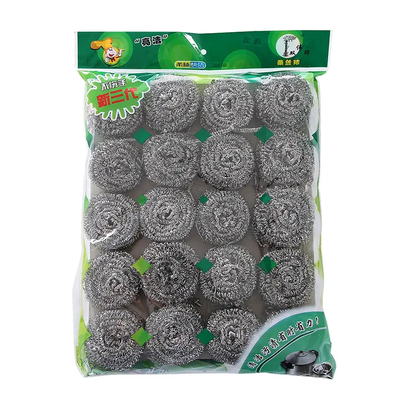 20pcs/bag Steel Wool Scrubber Stainless Scouring Pad Heavy Duty Metal Scour Sponge for Kitchen Cleaning