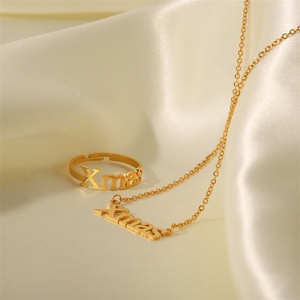 Ensemble de bijoux de Noël en gros plaqué or avec lettres pour femmes - Product Image 3