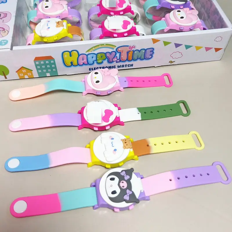 AL kawaii anime Kuromi Rotating Flap niños reloj My Melody Cinnamoroll LED luminoso niñas sanrioes juguete reloj electrónico