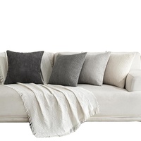 Neutre velours côtelé décoratif canapé jeter oreiller couvre moderne ferme rayé cas doux carré Accent rustique housse de coussin