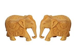 Handcrafted Wooden <b>Elephant</b> Sculpture Traditional Hand Carved Natural Wood Animal Figurine Rustic Home <b>Decor</b> Indoor Tabletop - Product Image 2