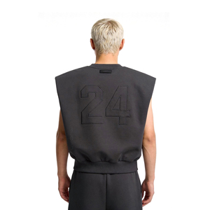 XUFEI T-shirt sans manches brodé <span class=keywords><strong>avec</strong></span> logo personnalisé, design original, coupe ample et carrée, 100% coton côtelé, débardeur pour homme - Product Image 2