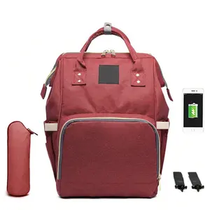 Tas Bayi Ransel USB Portabel Kapasitas Besar Model Mummy, Tas Popok Anti Air, Tas Bersalin, Tas Travel untuk Kereta Dorong - Product Image 2