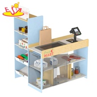 Nouvel arrivage de jouets de comptoir de supermarché en bois avec étagère W10A173