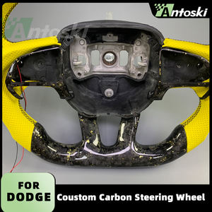 Volant en cuir et fibre de carbone forgée en or jaune personnalisé avec écran LED pour Dodge <span class=keywords><strong>Challenger</strong></span> Hellcat SRT <span class=keywords><strong>RT</strong></span> Series - Product Image 4